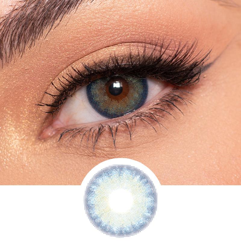 GEO Blenz Chic Blue colored contacts lens for dark eyes - EyeCandys